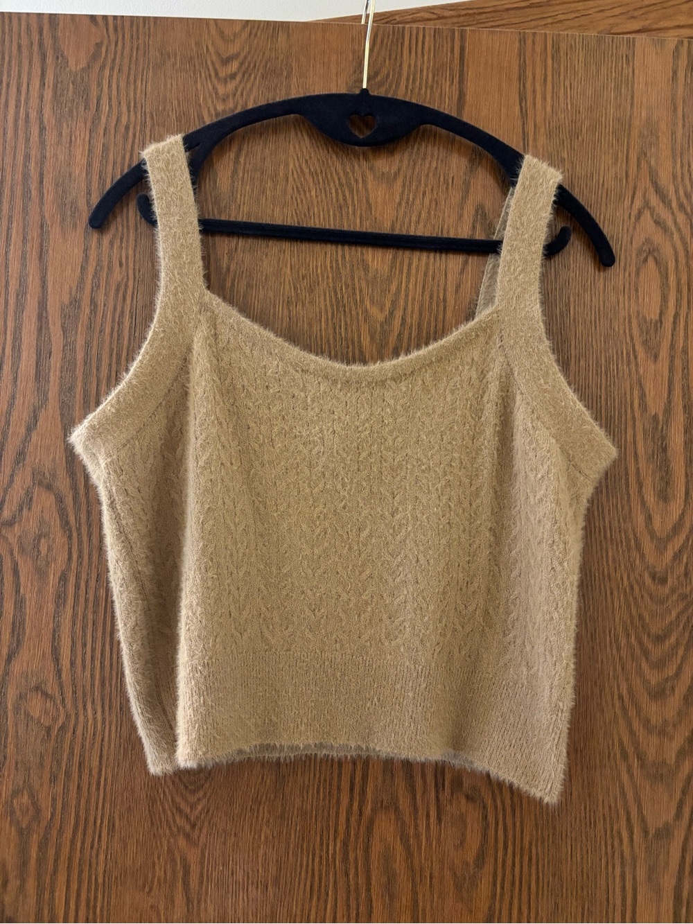 Cozy Tan Fuzzy Knit Tank Top